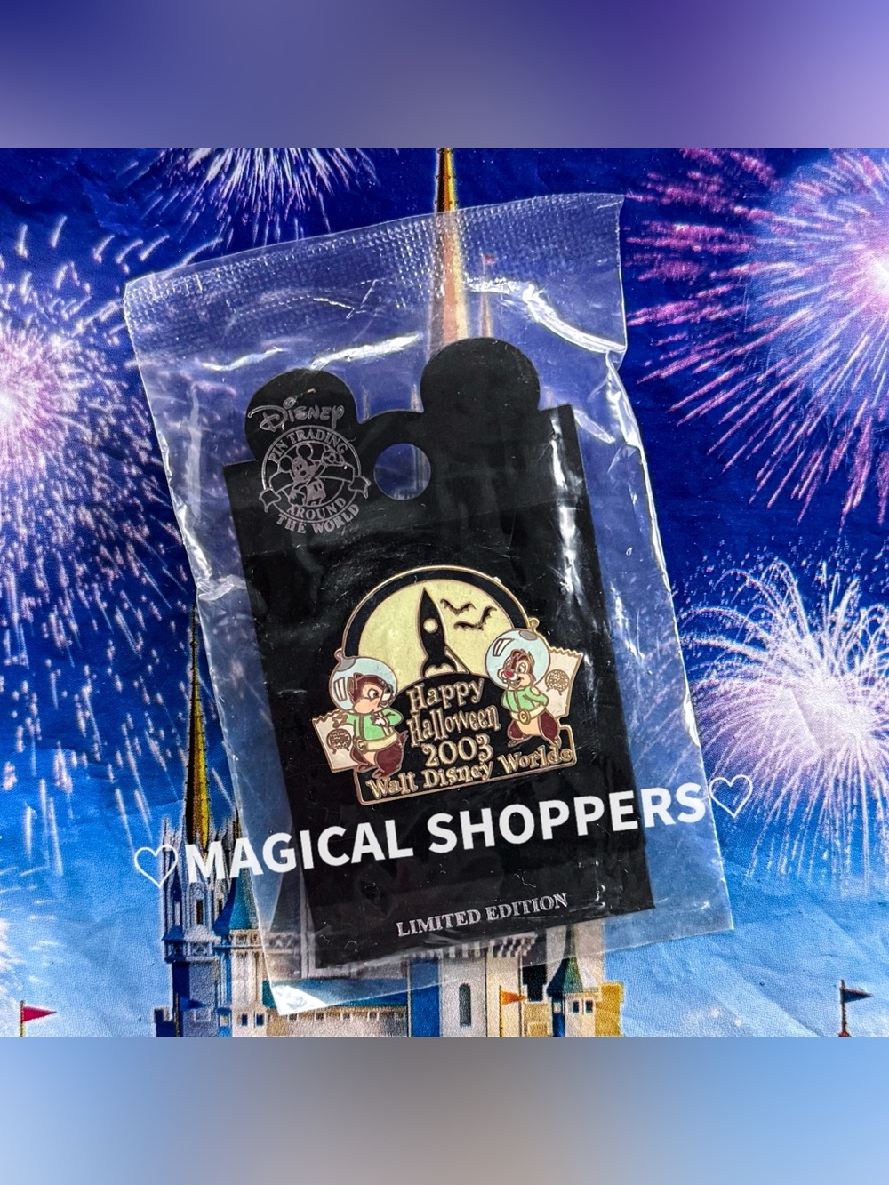 Disney Parks Happy Halloween Chip & Dale Glow in the Dark Limited Edition LE Pin